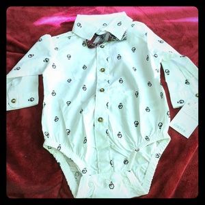 Carter’s Button down long sleeve with bow tie